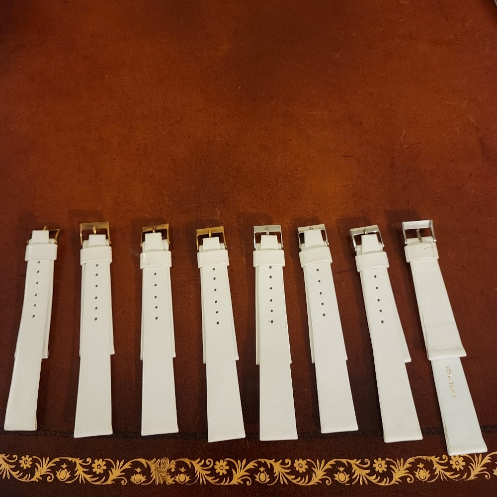 Swiss Made Vintage/New White Leather 18 mm Watch Bands